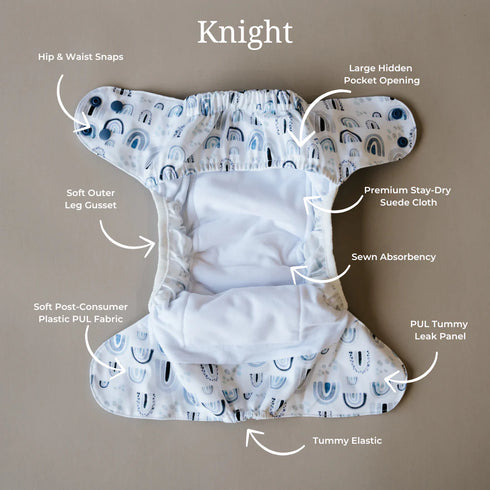 Cloth Bums Knight Night Nappy 2.0 + INSERT SET